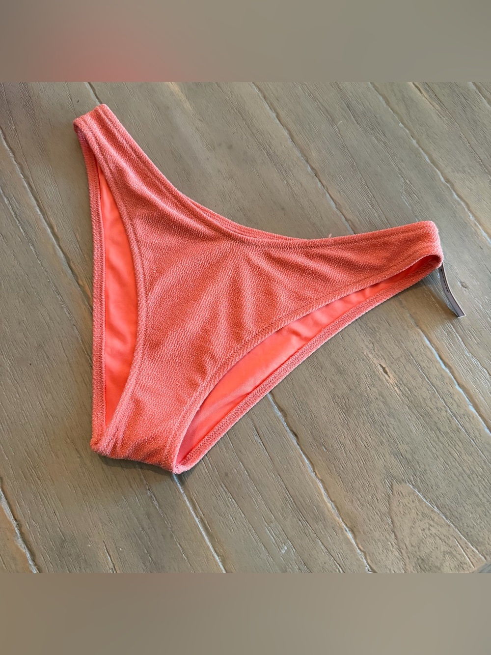 Coral shimmer Textured Brazilian Bikini Bottom